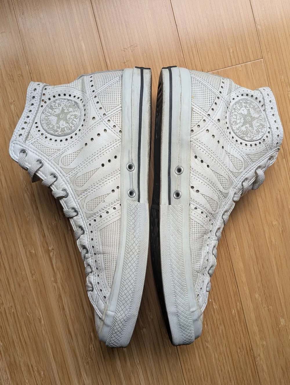 Rare Vintage CONVERSE Renaissance Ballroom White Leather Laser Men's Size 10 - Picture 4 of 8